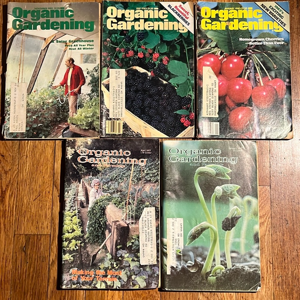 Vintage Organic Gardening and Farming lot of 5 magazines